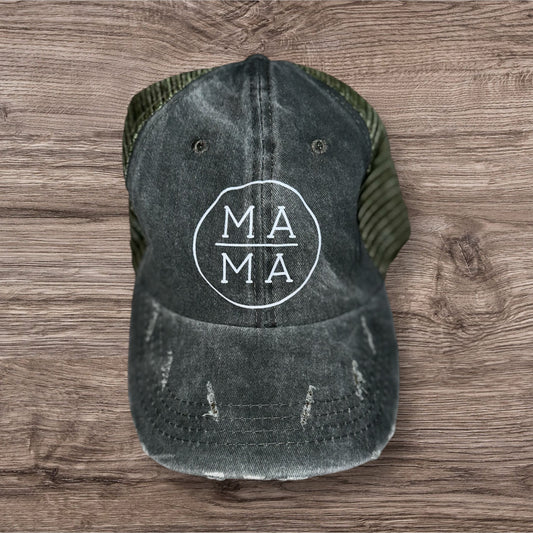 Mama Ponytail Ballcap-Green